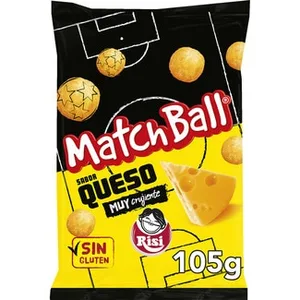 Matchball Aperitivos de Maíz Sabor a Queso sin Gluten 100% Aceite de Girasol  Risi 105 G