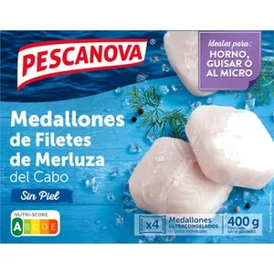 Medallones de Merluza sin Piel 4 Unidades  Pescanova 400 G