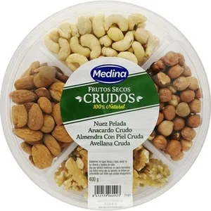 Frutos Secos Crudos 100% Natural con 4 Variedades de Frutos Secos Nuez Pelada, Anacardo Cruda, Almendra con Piel Cruda y Avellana Cruda Medina