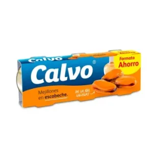 Mejillones de las Rías Gallegas en Escabeche Calvo Pack de 3 Unidades de 69 G.
