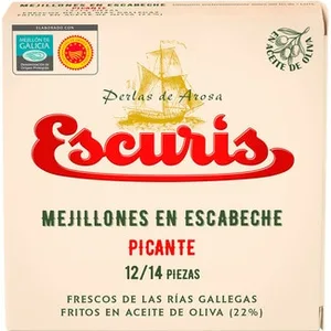 Mejillones en Escabeche Picante DOP de las Rías Gallegas 12-14 Piezas Escuris