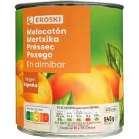 Melocotón en Almíbar Ligero Eroski, Lata 480 G