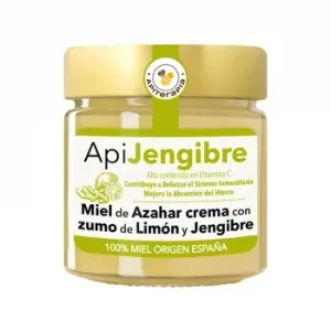 Miel de Azahar Crema con Zumo de Limón y Jengibre Apijengibre Apiterapia 300 G.