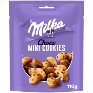 Mini Cookies con Pepitas de Chocolate Recubiertas de Chocolate con Leche Milka 110 G.