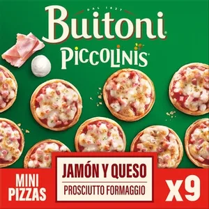 Mini Pizzas Capricciosa Jamón y Queso 9 Unidades  Buitoni Piccolinis 270 G