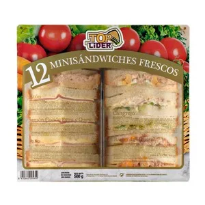 TOP Lider Mini Sandwiches Variados de Pan Blanco TOP Lider 6 Uds. 250 G