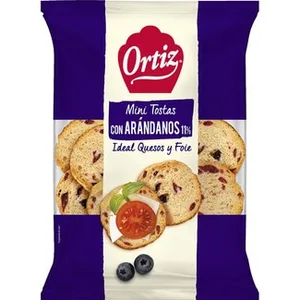Mini Tostas con Arándanos Ideal para Quesos y Foie  Ortiz 90 G
