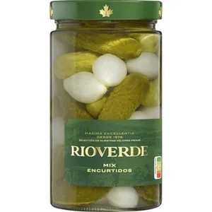 Mix de Encurtidos Cebollitas y Pepinillos en Vinagre de Vino  Rioverde 680 G