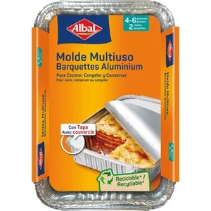 Molde de Aluminio Multiusos con Tapa 31x21 Cm 4 o 6 Porciones Albal 2 Unidades
