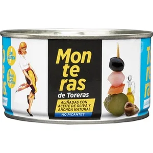 Monteras de Toreras No Picantes Aliñadas con Aceite de Oliva y Anchoa Natural Kimbo 120 G