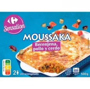 Moussaka Berenjena, Pollo y Cerdo Sensation Carrefour 500 G.
