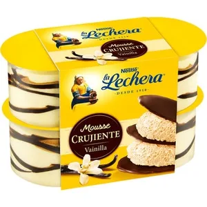 Mousse de Vainilla con Finas y Crujientes Láminas de Cacao Pack 4  la Lechera 57 G