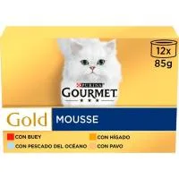 Mousses para Gato Gourmet Gold, Pack 12x85 G