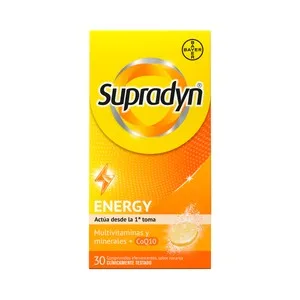 Supradyn Multivitamínico con Minerales y Coenzima Q10 en Comprimidos Efervescentes con Sabor a Naranja Supradyn Energy 30 Uds.