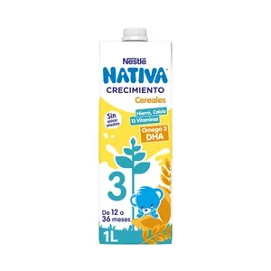 Nativa Crecimiento de Nestlé Leche (3) de Crecimiento con Cereales, de 12 a 36 Meses 1 L. 1000 ML