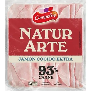 Naturarte Jamón Cocido Extra en Lonchas 93% Carne sin Azúcares Añadidos  Campofrio 120 G