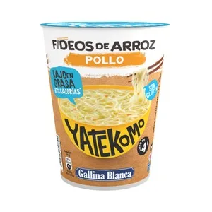 Yatekomo Noodles de Arroz Instantáneos Sabor a Pollo 53 G.