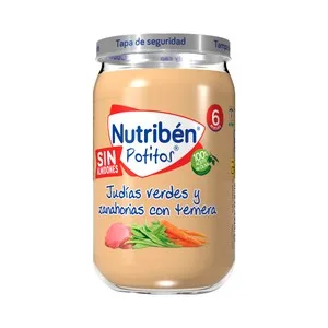 Nutribén Potitos® de Judías Verdes y Zanahorias con Ternera a Partir de 6 Meses 235 G.