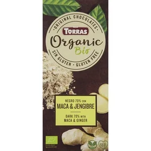 Organic Chocolate Negro Ecológico con Maca y Jengibre sin Gluten Torras