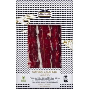 Paleta de Cebo Ibérica 50% Raza Ibérica en Lonchas Cortado a Cuchillo Julian Martin 100 G