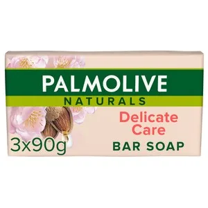 Palmolive Jabón Hidratante en Pastilla para Tocador, Enriquecido con Leche de Almendras Palmolive Naturals Delicate 3 X 90 G. 270 G