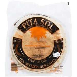 Pan Árabe sin Miga Dos Capas 6 Unidades Pita SOL 360 G