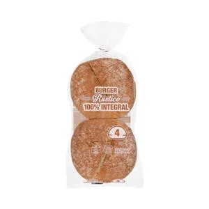 Pan de Hamburguesa Hacendado Rústico 100% Integral 0.33 KG