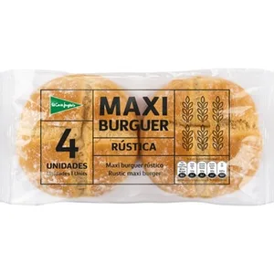 Pan de Hamburguesas Maxi Rústico con Sésamo 4 Unidades  el Corte Ingles 320 G