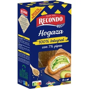 Pan de Hogaza Tostado 100% Integral con 7% de Pipas  Recondo 240 G