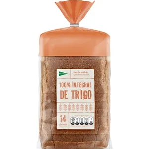 Pan de Molde 100% Integral con Corteza 18 Rebanadas  el Corte Ingles 460 G