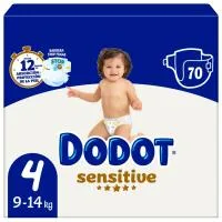 Pañal 9-14 Kg Talla 4 Dodot Sensitive, Paquete 70 Uds