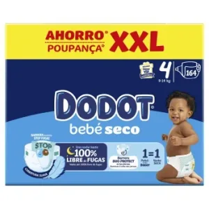 Pañales Bebé-seco Dodot T4 (9-14 Kg.) 164 Ud.