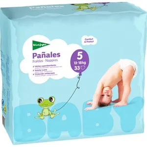 Pañales Unisex de 13 a 18 Kg Talla 5 Elásticos y Transpirables el Corte Ingles 33 Unidades
