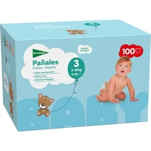 Pañales Unisex de 4 a 10 Kg Talla 3 Elásticos y Transpirables Pack 2 X 50 Unidades el Corte Ingles