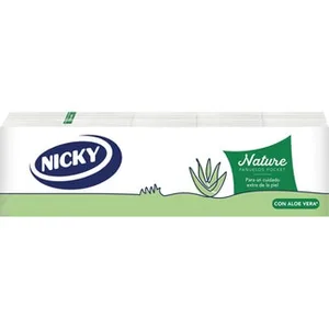 Pañuelos Blancos Nature con Aloe Vera  Nicky 10 Unidades