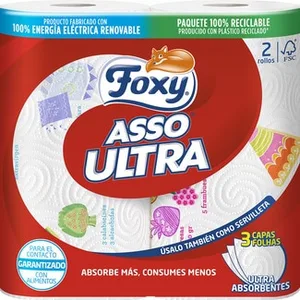Papel de Cocina Asso Ultra 3 Capas Ultra Absorbente  Foxy 1.99 Unidad