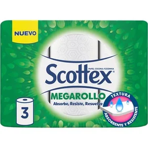 Papel de Cocina Megarollo 2 Capas  Scottex 3 Unidad