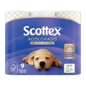 Papel Higiénico Acolchado Scottex 9 Rollos.