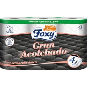 Papel Higiénico Gran Acolchado 4 Capas  Foxy 6 Unidades