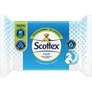 Papel Higiénico Húmedo Fresh con Agua Micelar y Vitamina e  Scottex 74 Unidades