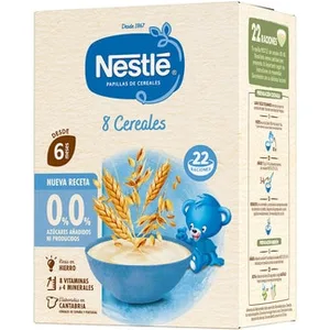 Nestlé Papilla de 8 Cereales con Cacao, 0% Azúcares Añadidos, a Partir de 12 Meses 725 G.