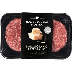 Parmigiano Burger Meat de Vacuno con Queso Parmigiano Reggiano DOP Hehas a Mano 2 Unidades sin Gluten Hamburguesa Nostra
