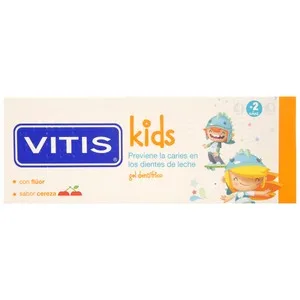 Vitis Pasta de Dientes con Flúor y Sabor Cereza para Niños a Partir de 2 Años Vitis Kids 50 Ml.