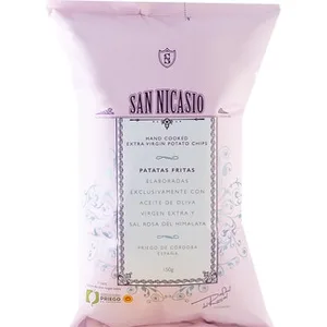 Patatas Fritas en Aceite de Oliva Virgen y Sal Rosa del Himalaya  SAN Nicasio 150 G