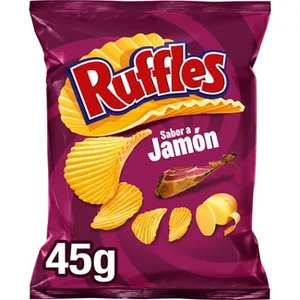 Patatas Fritas Onduladas Sabor Jamón sin Gluten  Ruffles 45 G