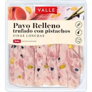 Pavo Relleno Trufado con Pistachos en Lonchas Finas sin Gluten  Valle 120 G