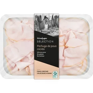 Pechuga de Pavo Cocida Finas Lonchas Colocadas a Mano sin Gluten y sin Lactosa  el Corte Ingles Selection 150 G