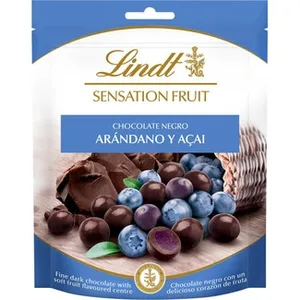 Perlas de Chocolate Negro con Corazón de Arándano y Açai  Lindt Sensation Fruit 150 G