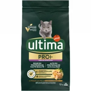 Pienso Esterilizado de Pollo para Gatos Adultos Ultima Pro+ 1,1 Kg.