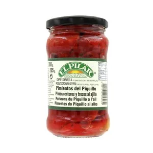 EL Pilar Pimientos del Piquillo Enteros al Ajillo Frasco de 220 G. 225 G